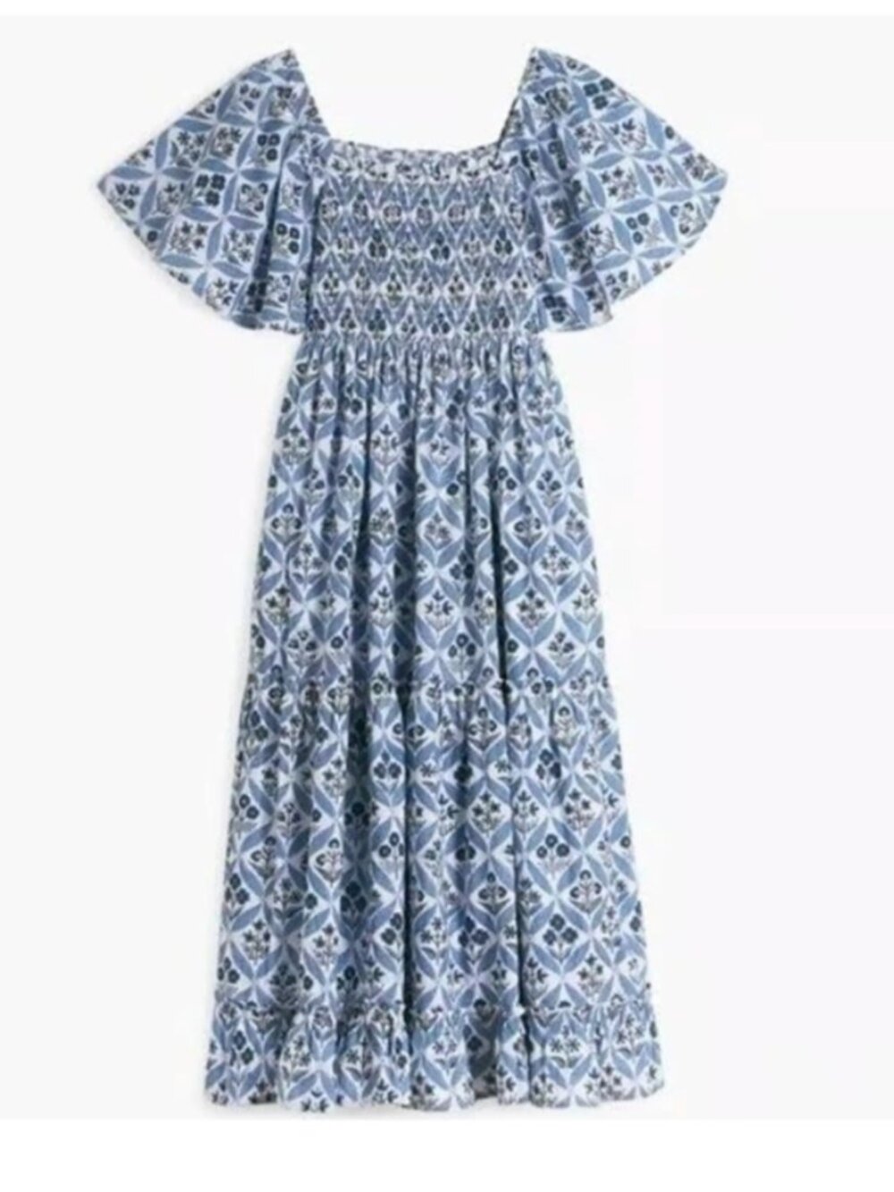 Pink City Prints Lolita Dress Sky Trellis blue white smocked tiered s small
